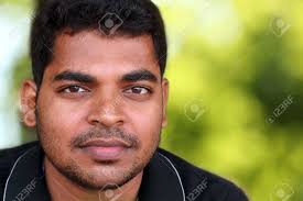 Image Of Handsome Middle-aged Indian/asian Youth With Content And Satisfied  Look. The Eyebrows Are Thick And Prominent And Hair Is Black And Curly With  Unshaven Stubble On The Face. 正版图像