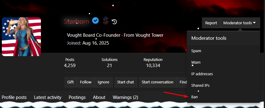 Starborn ban
