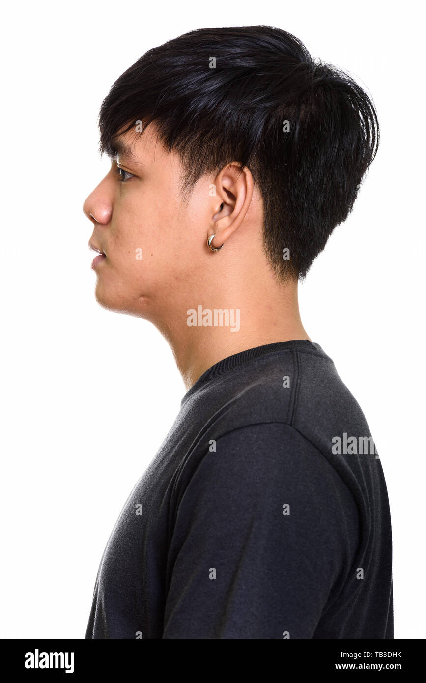 Close up profile view of cool handsome asian man TB3DHK