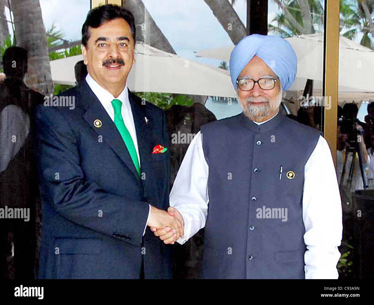 Pakistan prime minister syed yousuf raza gilani shakes hand with his C93A9N