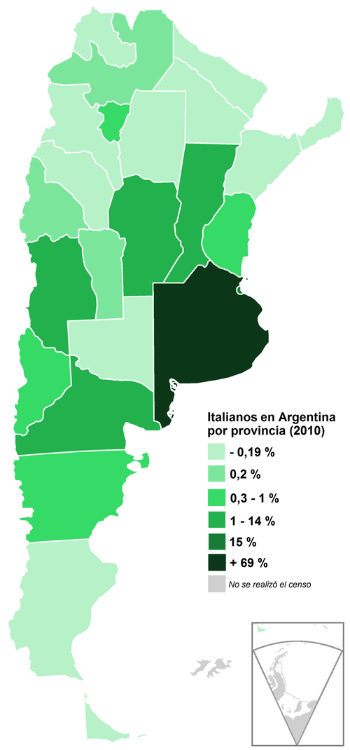 Italianos en Argentina por provincia   2010