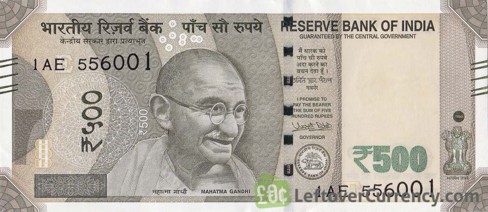 500 indian rupees banknote gandhi red fort obverse 1