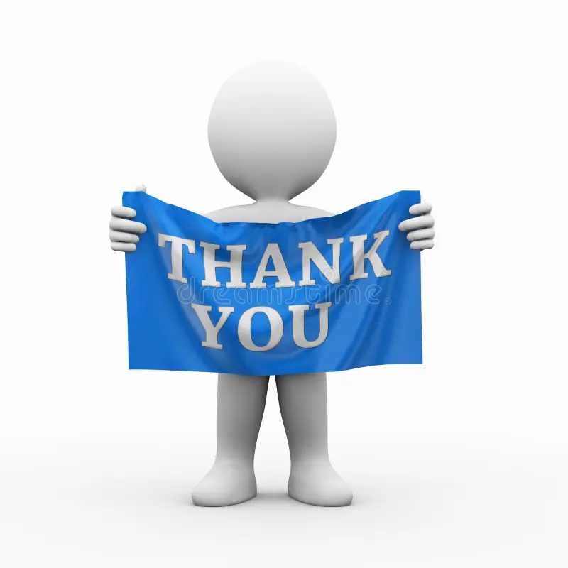D man cloth banner thank you illustration holding word text rendering human people character 
