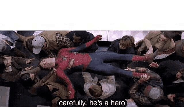 Spiderman carefully hes a hero