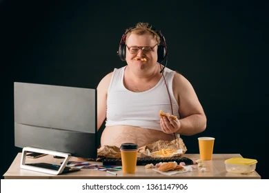 Fat man enjoying fast food 260nw 1361147906