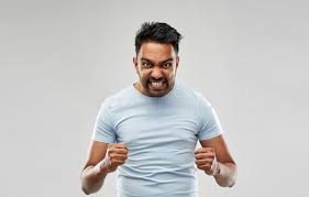 Angry Indian Man Screaming Over Grey ...