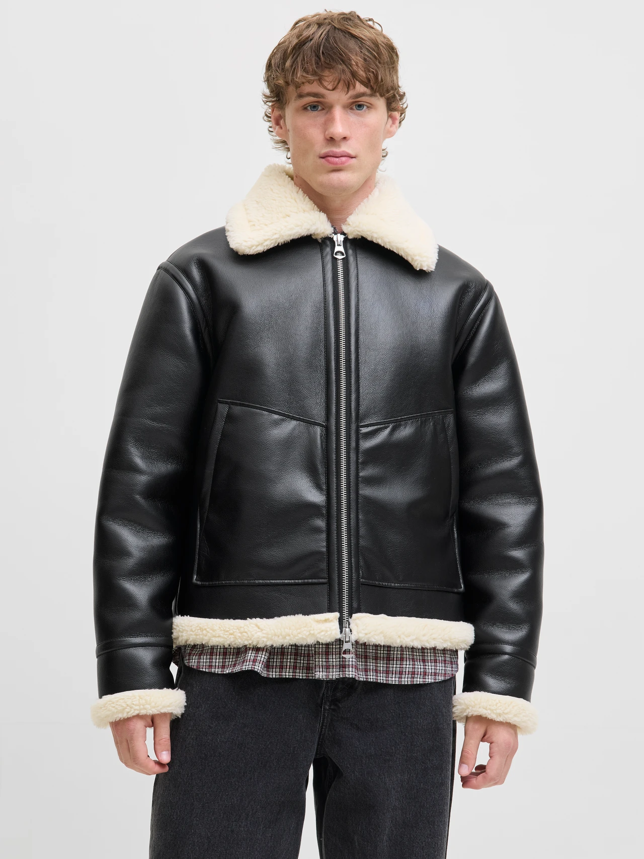 Jackjones jorliverpoolaviatorjacketsn zwart