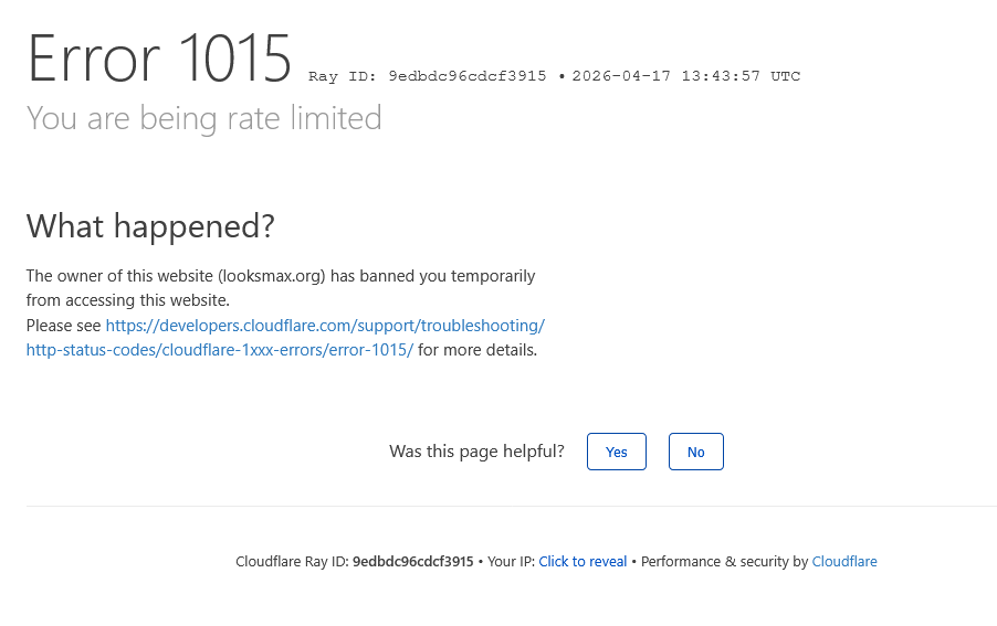 Looksmax ban screen