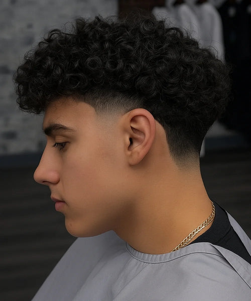 Mid Taper Fade Curly Hair 600x600