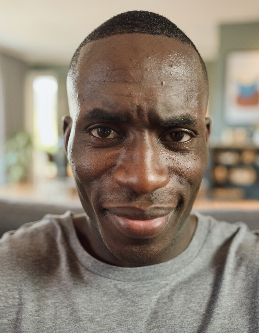Firefly close up of a young man slightly below eye level angle face filling most of the fra 50