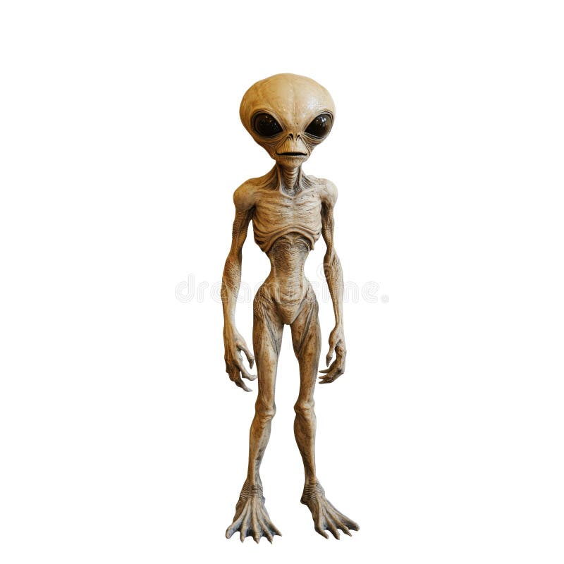 Retrato de cuerpo completo del alien con ojos grandes ser extraterrestre aislados en fondo bla