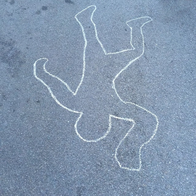 Chalk outline on the Museum Mile