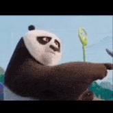 Kung fu panda points at