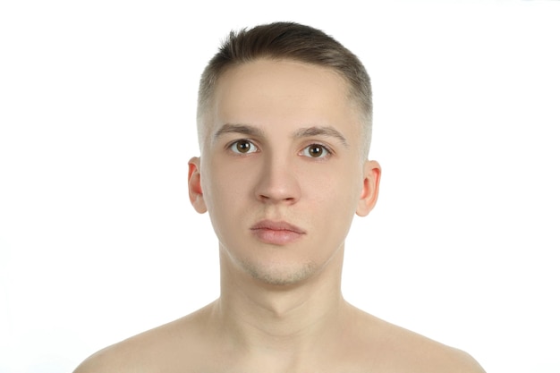 Young man with clear face skin isolated white background 185193 79799
