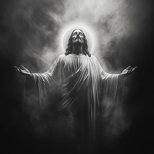 Radiant divine figure stockcake