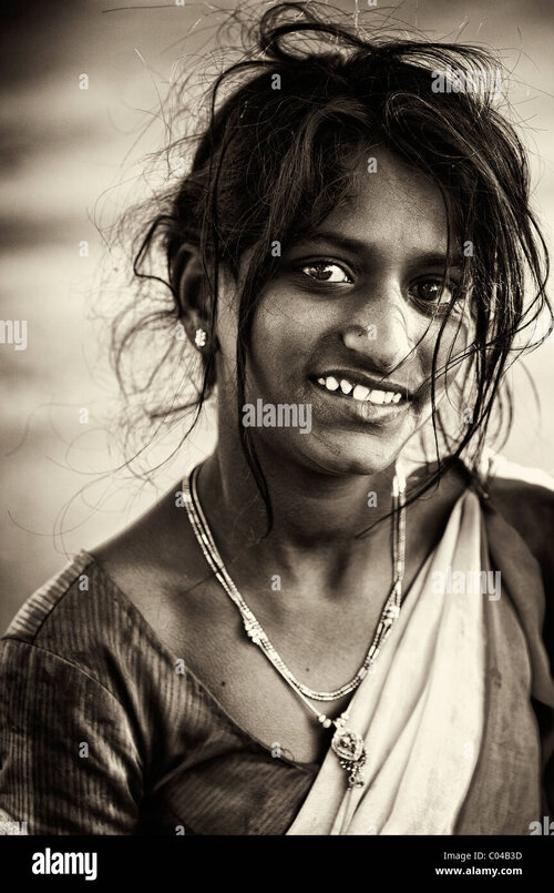 young-lower-caste-indian-teenage-girl-mother-black-and-white-sepia-C04B3D.jpg