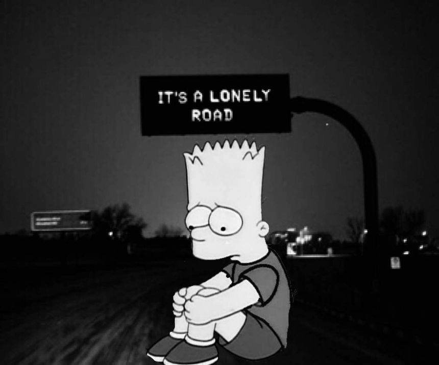 Sad bart simpsons lonely road 79rw53jh1y7gef3y