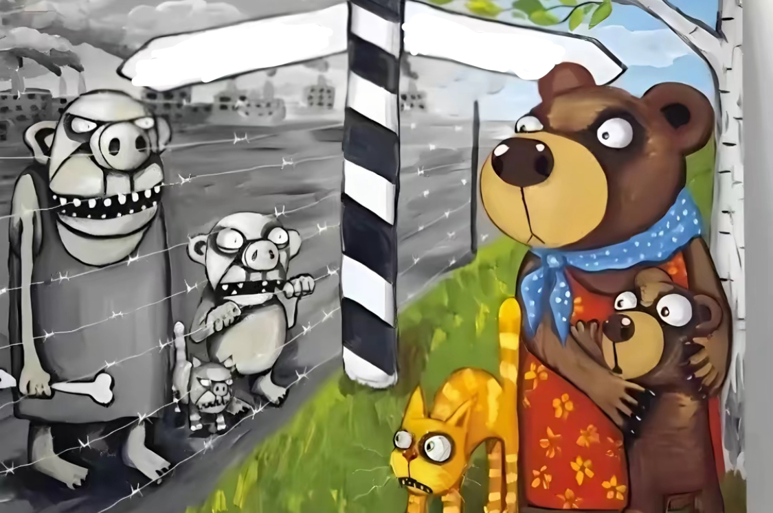 Bear segregation holding kids difference sad happy