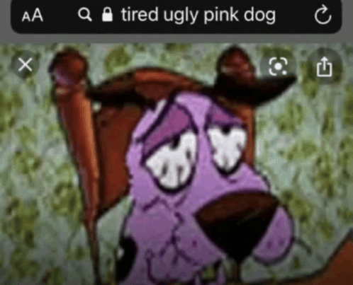 Tired ugly pink dog