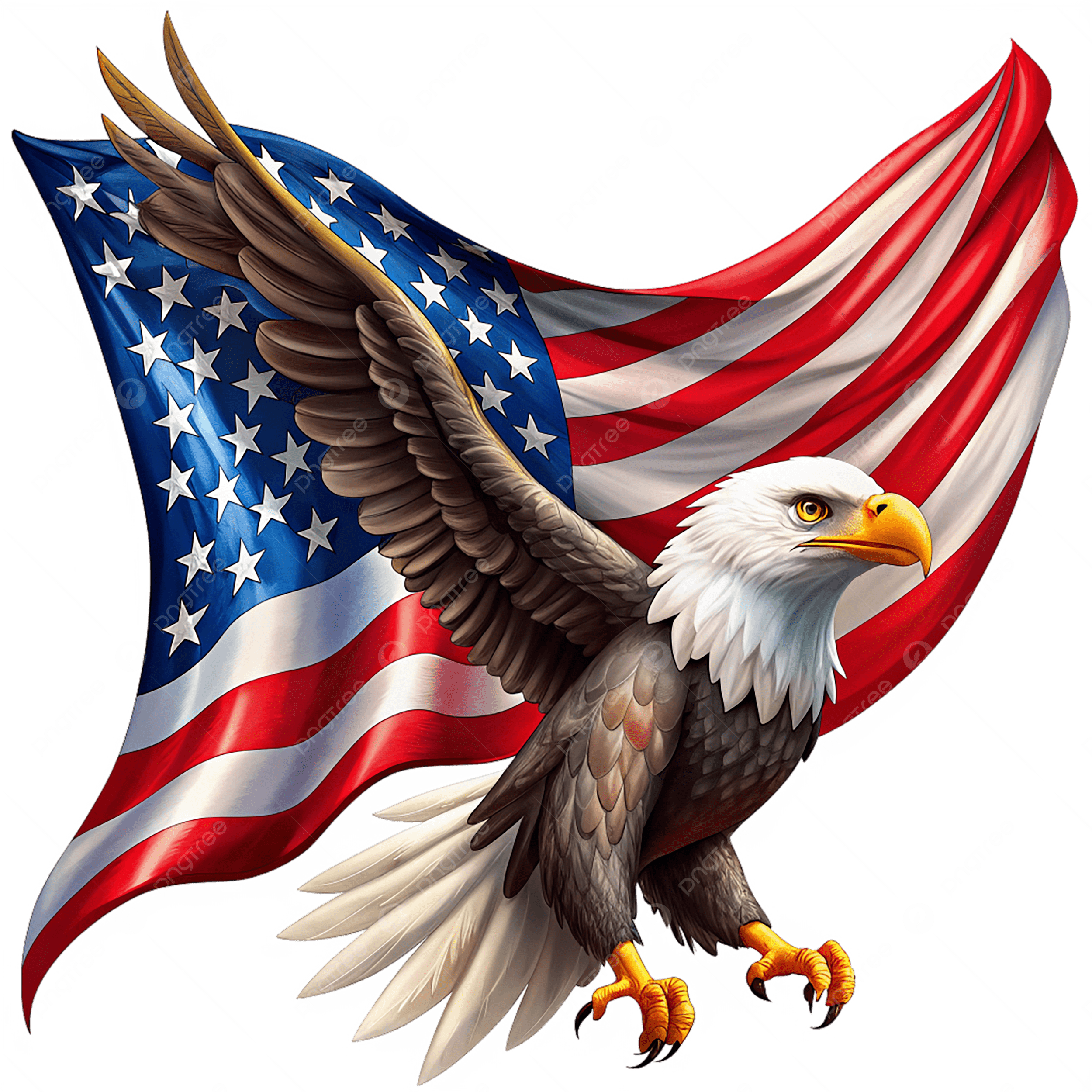 Pngtree eagle with usa flag png image 15738687
