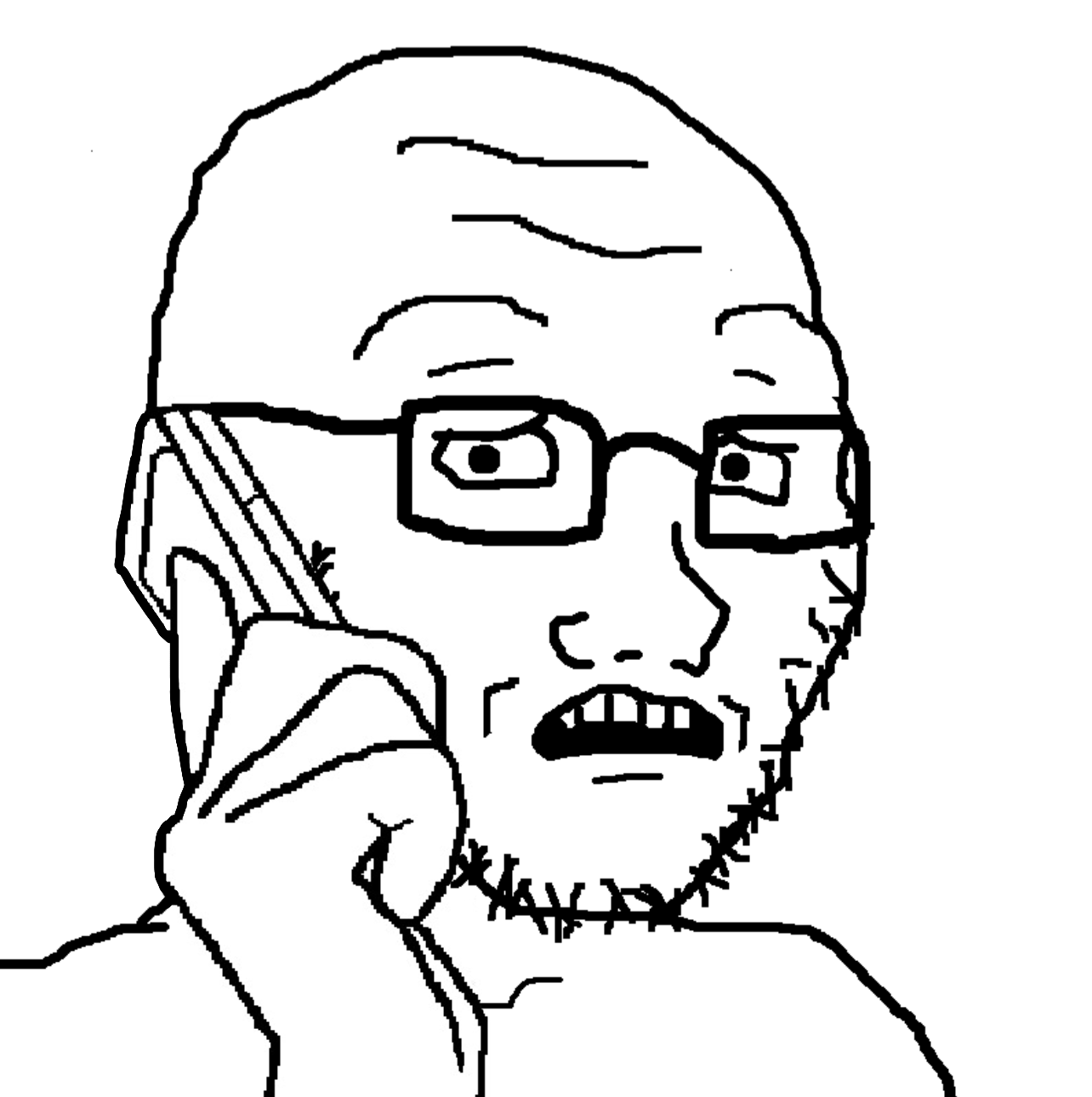 241356   soyboorucom   1soyjak bald concerned finger glasses half open mouth hands holding ob