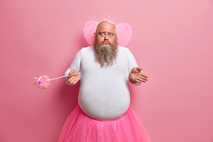 Clueless doubtful male failry wonders why his abilities disappeared plays performance children
