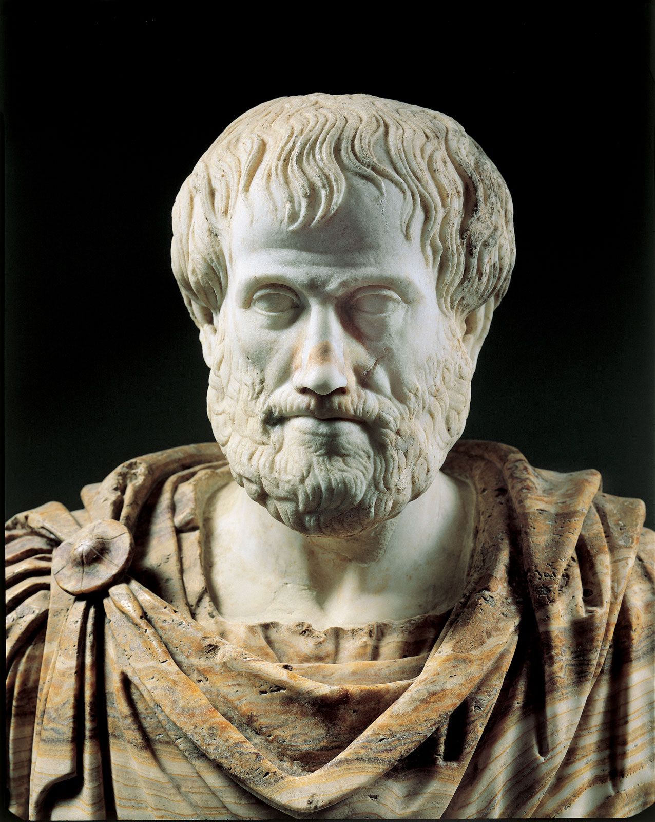 Detail Roman copy portrait bust Aristotle Greek