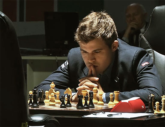 Carlsen thinking of a move