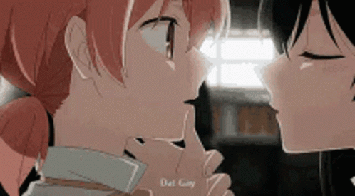 Anime girl hug lesbians