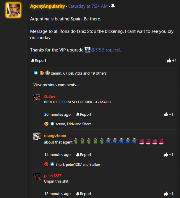 Agent pinned comment