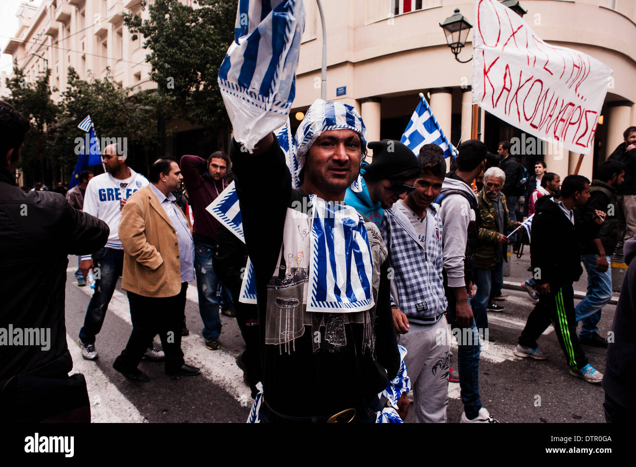 Athens greece 21st feb 2014 greek roma community marched in downtown DTR0GA