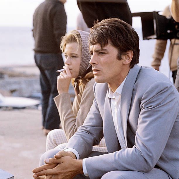 French actor alain delon relaxes on a film set circa 1965