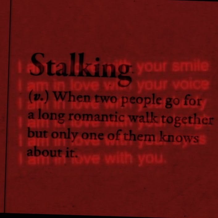 Stalking when 2 people go on a walk banner