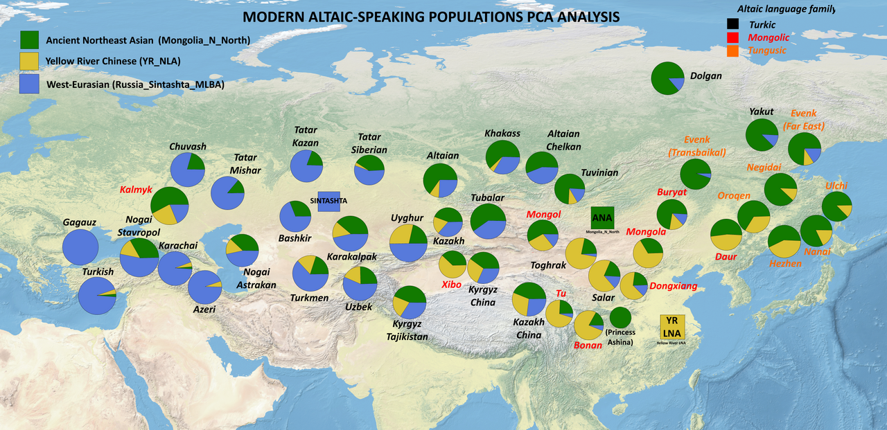 Modern Altaic speaking populations PCA analysis