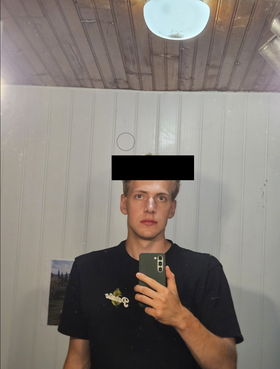 Face with black rectangle