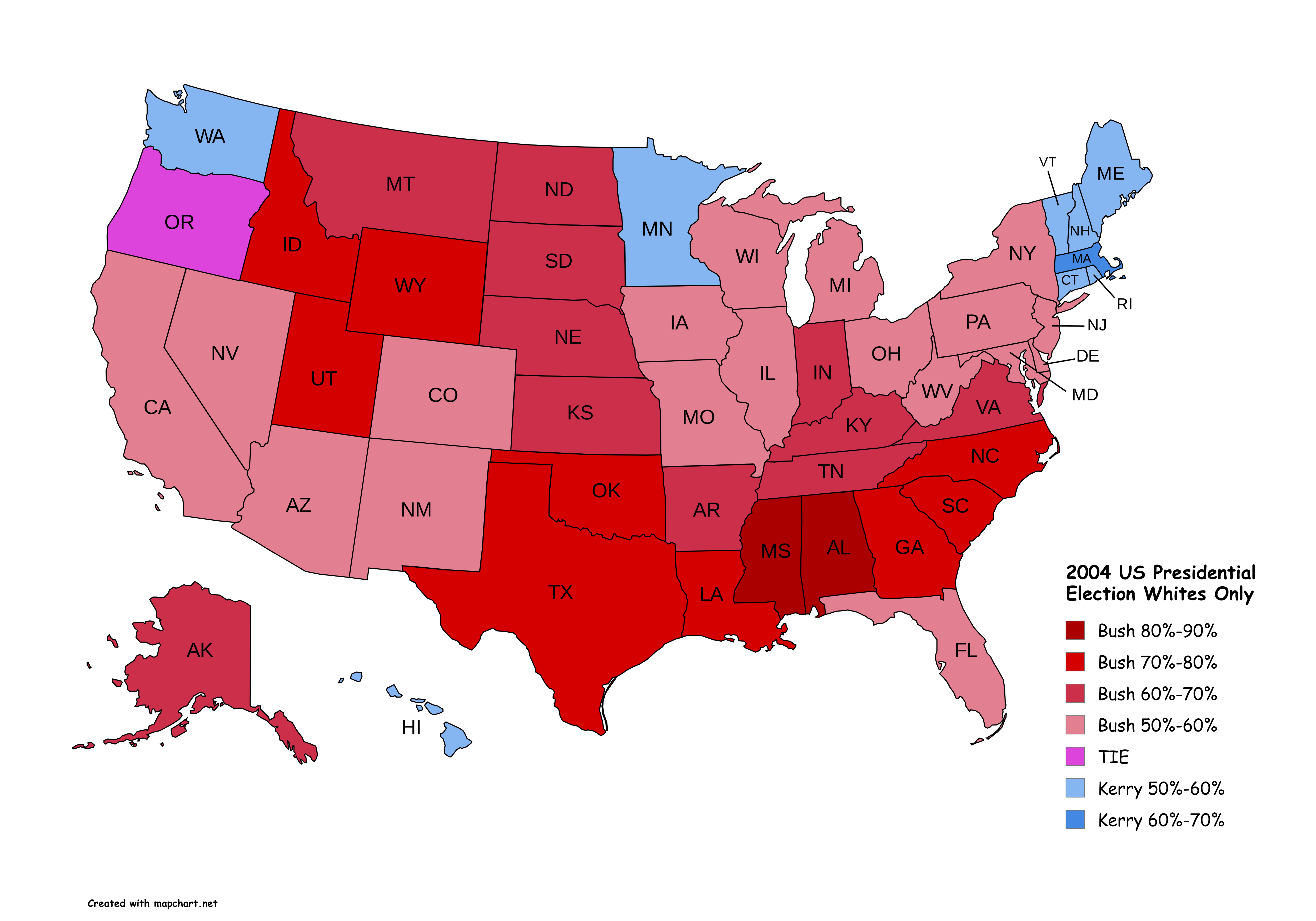 2004 US Presidential Election Whites Only