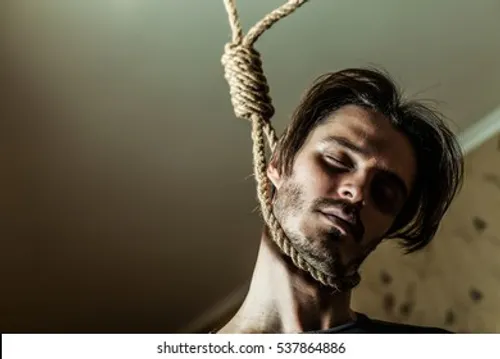 Depressed man noose around his 260nw 537864886