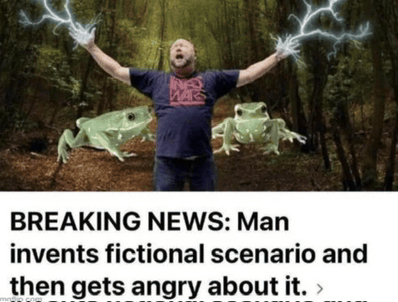 Breaking news man invents fictional scenario