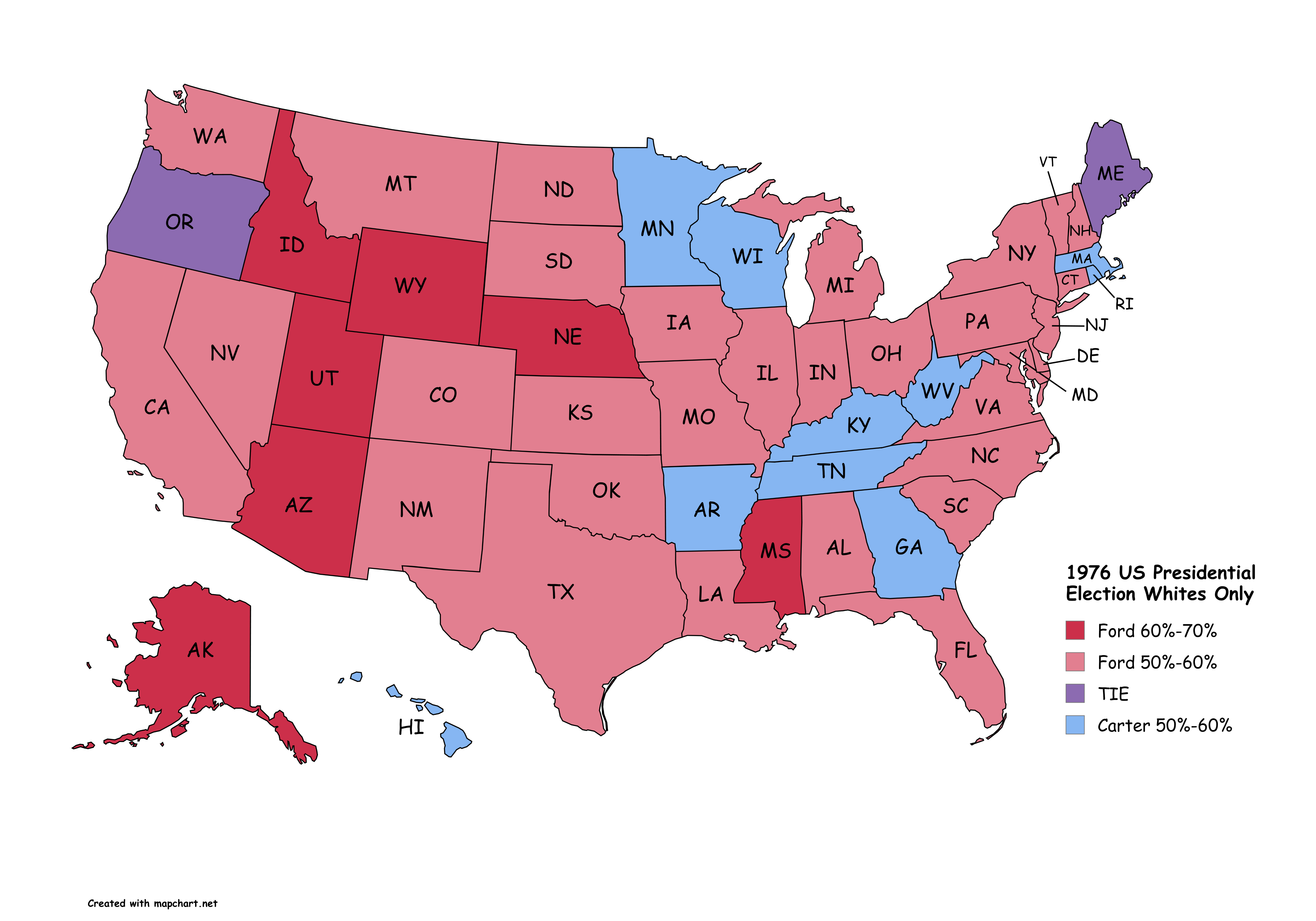 1976 US Presidential Election Whites Only