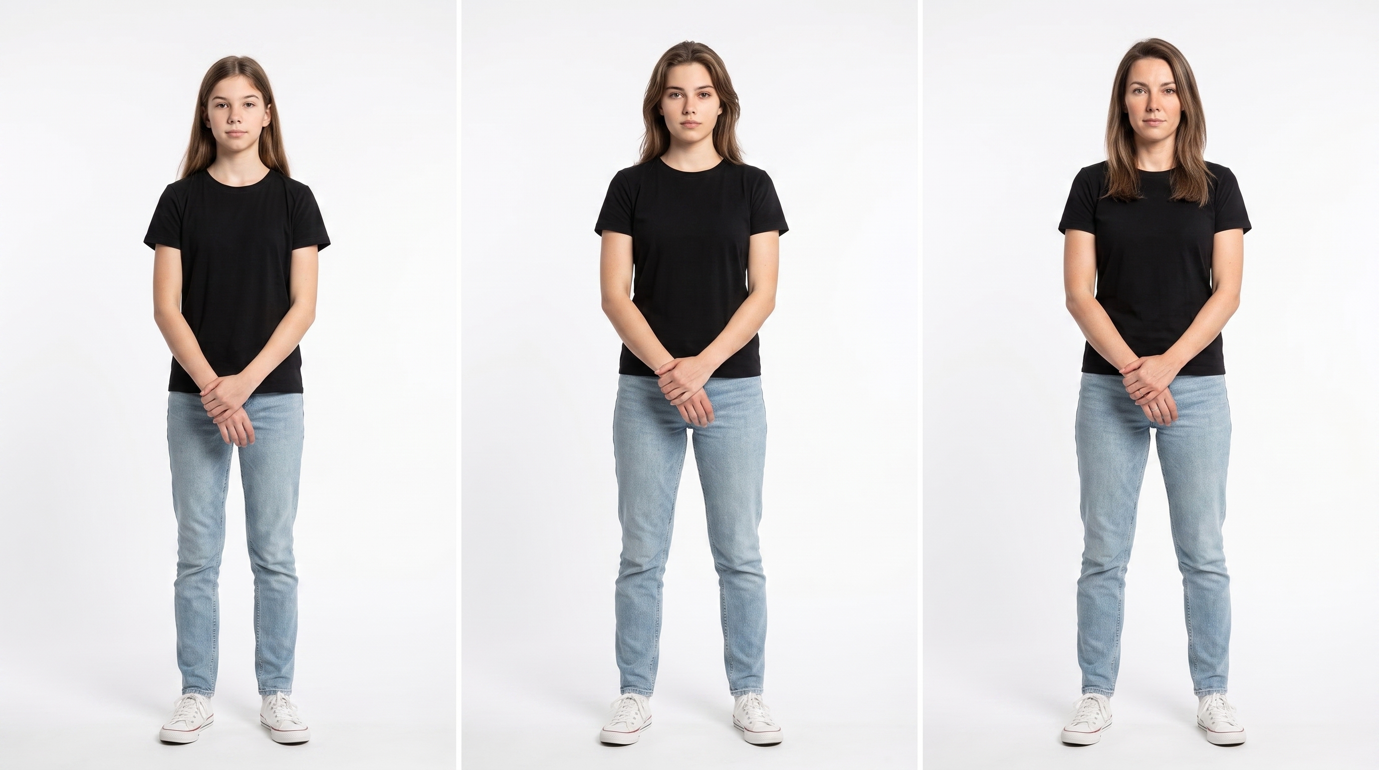 Woman aging across different years 202609041259