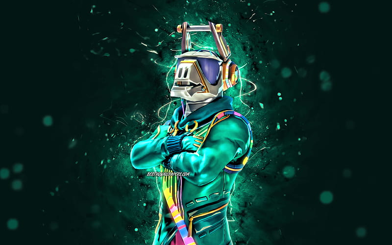 HD wallpaper dj yonder blue neon lights 2020 games fortnite battle royale fortnite characters 