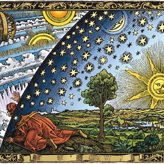 One of many colored versions of the Flammarion engraving reproduced with the kind Q320