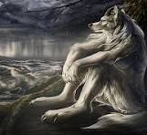 emo white wolf sitting sad meme Clock