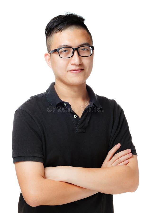 Asian man glasses isolated white 35688148