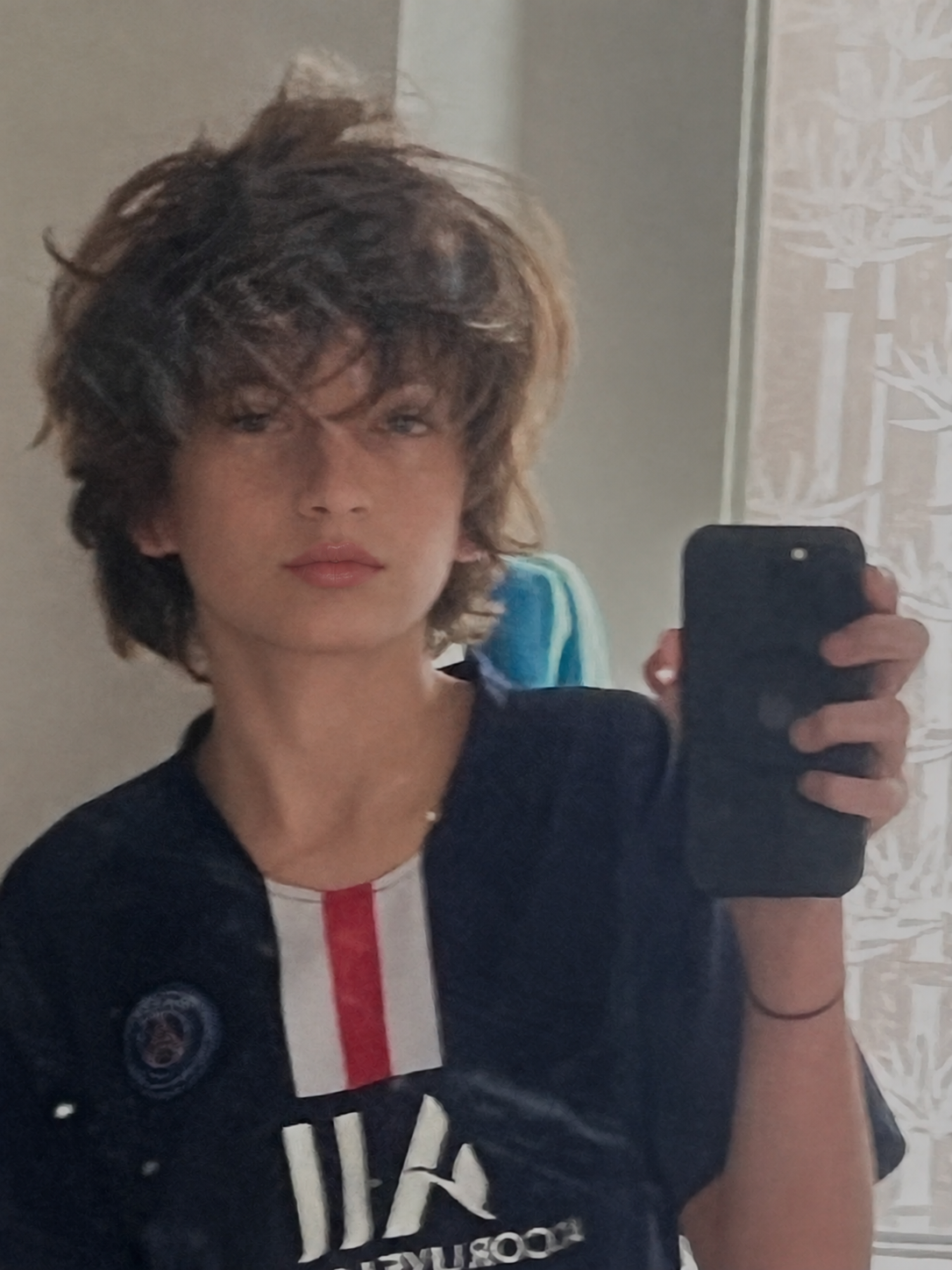 Subtly Enhanced Football Jersey Mirror Selfie